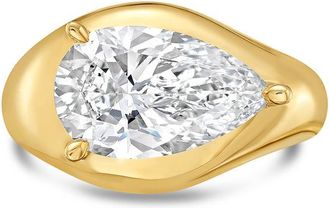 Diana M. Jewels 18KT YELLOW GOLD LAB GROWN PEAR SHAPE DIAMOND FASHION RING WEIGHING 15.00 CTS TW