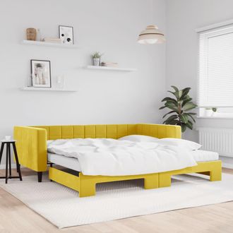 vidaXL Vidaxl - Sof&aacute; Cama Nido Con Colch&oacute;n Terciopelo Amarillo 100x200 Cm