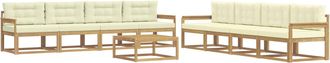 vidaXL Conjunto De Sof&aacute;s De Exterior 9 Uds. Blanco Y Crema Poli&eacute;ster Vidaxl