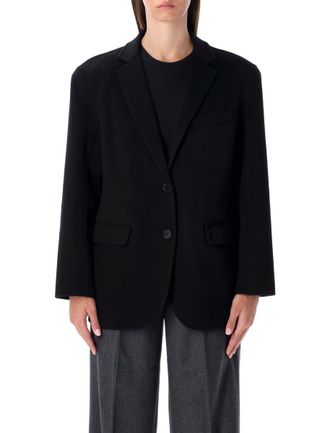 Anine Bing Quinn Oversized Black Wool Cashmere Blazer