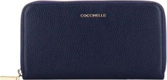 Coccinelle Portafoglio Metallic soft - Dames - Portefeuilles - Blauw - ONE Size - Leer - Accessoires