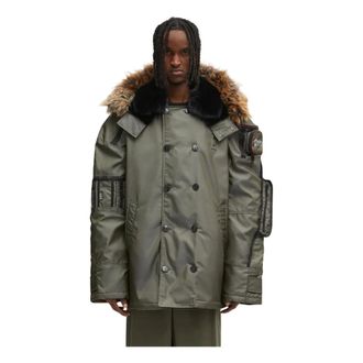 Martine Rose Jassen, Heren, Groen, M, Leer, Bumbag Parka