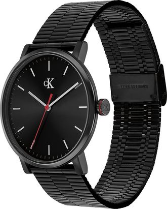 Calvin Klein Mens Minimalist Monogram Link Bracelet Watch - Black - OS