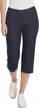 Multiples Denim Pull On Capri Pants With Back Pockets In Blue
