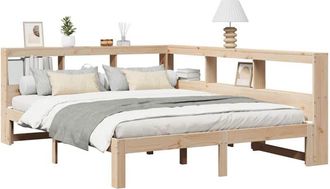 vidaXL Cama Con Estanter&iacute;a Sin Colch&oacute;n Madera Maciza De Pino 150x200cm Vidaxl