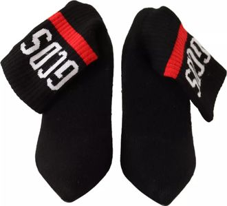GCDS Black Suede Logo Socks Block Heel Ankle Boots Womens Shoes (Pre-Owned)