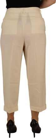 Dolce & Gabbana Womens High-Waist Cropped Virgin Wool Trousers Ivory Elastane