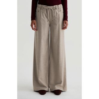 AG - Adriano Goldschmied Stella Drawstring Wide Leg Pants in Melange Oat at Nordstrom, Size X-Small