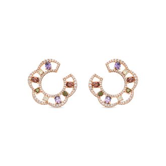 Luxenter Multicolor Zirconia oorbellen afgewerkt in 18 karaats geelgoud - Prorax