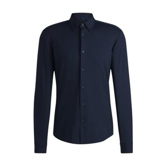 HUGO BOSS Performance-stretch Jersey Slim Fit Shirt - Heren - Zakelijke Overhemden - Blauw - 2XL - Leer - Overhemden