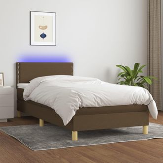vidaXL Cama Box Spring Con Colch&oacute;n Led Tela Marr&oacute;n Oscuro 100x200 Cm Vidaxl