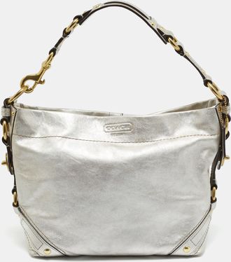 Coach Silver Leather Carly Hobo