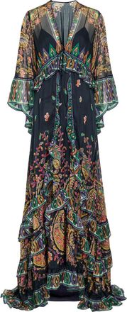 Etro Printed Silk-chiffon Maxi Dress - Black - 38 (UK6 / XS)