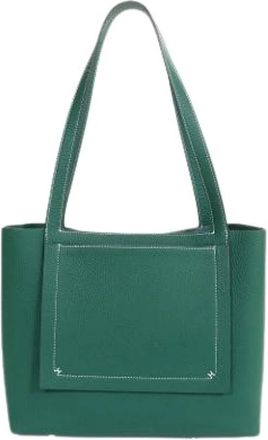 Herm&egrave;s Pre-owned Cabasellier 31 - Dames - Vintage Schoudertas - Groen - ONE Size - Leer - Vintage