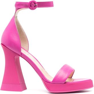 AGL Pink Janis Leather High Block Heel Sandals