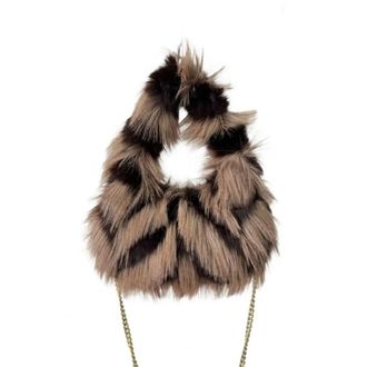Generic Womens Plush Bags Fuzzy Shoulder Bag Ladies Faux Fur Crossbody Shaggy Fluffy Handbag With Chain Strap For Travel Work Shopping Dates(Camel)
