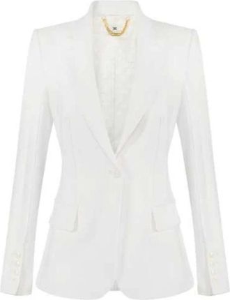 Elisabetta Franchi Avorio Jacket - Dames - Blazers - Wit - M - Leer - Jassen