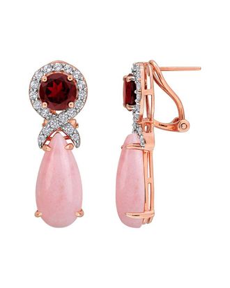 Rina Limor Silver 31.50 Ct. Tw. Pink Opal, Garnet, White Topaz Drop Earrings
