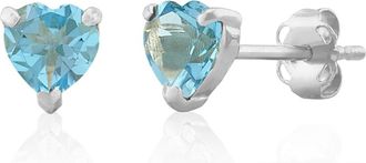 MAX + STONE 925 Sterling Silver 5mm Round Heart Gemstone Hoop Earrings
