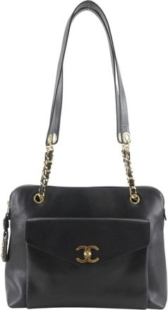 Chanel Black Grained Calfskin Tote Bag (Pre-Owned)