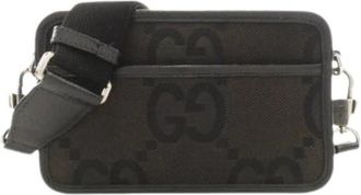 Gucci Pre-owned Jumbo GG Canvas Leren Schoudertas - Dames - Vintage Schoudertas - Zwart - ONE Size - Leer - Vintage