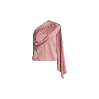 Alberta Ferretti Top Monospalla in Raso con Drappeggio - - Tops - Donna - Rosa - M