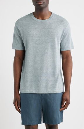 Nordstrom Linen & Cotton Short Sleeve Sweater Tee in Blue Spruce Heather at Nordstrom, Size Xxx-Large