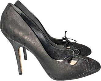 Dior Christian Dior Black Embossed Leather Pumps Size 37.5