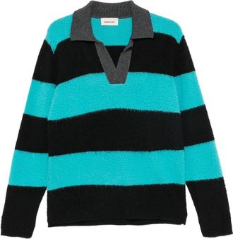 ATOMOFACTORY Striped Textured Polo Shirt