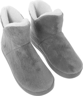 Supvox High-top Plush House Slippers Womens Indoor Booties Thick Padded Fleece Lined Warm Bedroom Footwear Non-slip Gray Size 38-39 for Winter Home Use