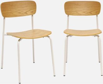 Sweeek Sweeek - Silla vintage de metal y contrachapado, set de 2, Toby, Beige, 43.5x51x77 cm