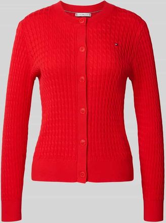 Tommy Hilfiger Slim Fit Strickjacke aus reiner Baumwolle in Rot, Gr&ouml;&szlig;e XL