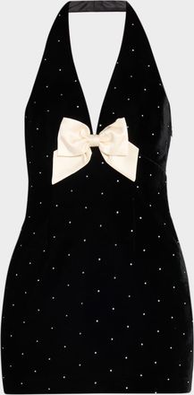 LoveShackFancy Kathy Velvet Halter Mini Dress