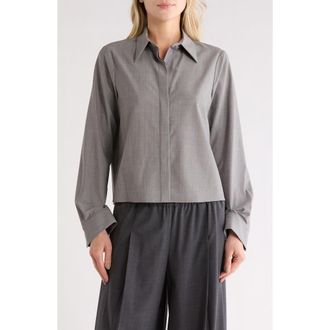 TWP Button Me Up Stretch Virgin Wool Shirt in Medium Heather Grey at Nordstrom Rack, Size Xx-Small