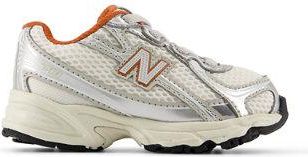 New Balance Ni&ntilde;os 740 Bungee Lace en Gris/Rojo, Talla 18.5