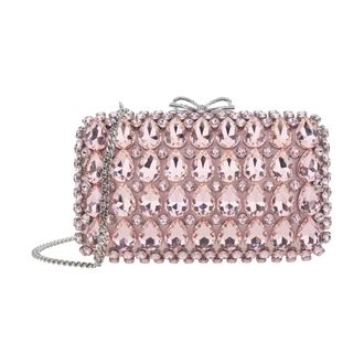Self Portrait Clutches, female, Pink, Size: ONE SIZE Satin Crystal Clutch Bag