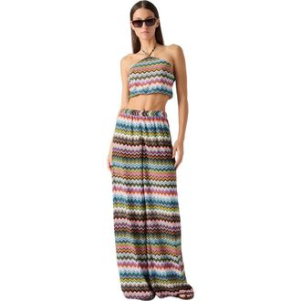 Missoni Top In Lam&eacute; Viscose With Pixel-effect Zigzag Pattern And Halter Neckline in Black & Multicoloured at Nordstrom, Size 40 It