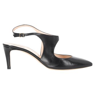 Armani Pre-owned Womens Giorgio Cut-Out Slingback Pumps in Black Leather - Size EU 39