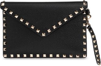 Valentino Garavani Rockstud Envelope Clutch - Dames - Clutches - Zwart - ONE Size - Leer - Tassen