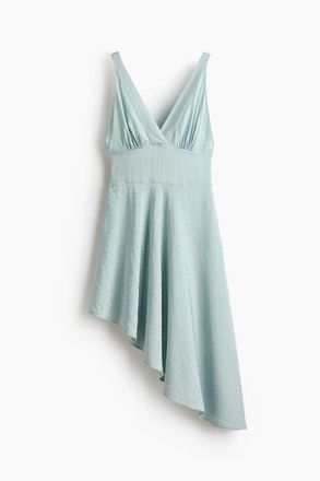 H&M Asymmetric Jacquard-weave Dress in Light Dusty Turquoise at Nordstrom, Size X-Small