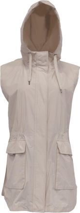 Brunello Cucinelli Hooded Long Vest Jacket in Beige Polyester