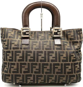 Fendi Zucca Brown Zucca Handbag Tote Bag (Pre-Owned)