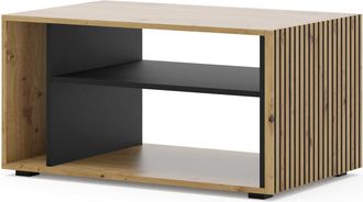 AKL FURNITURE Mesa de centro efecto madera Crema y Negro