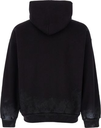 Balenciaga Mens Black Hoodie With Metal Bb Stencil Motif Cotton Sweatshirts Sweater