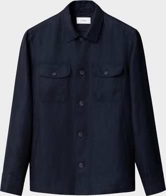 Eton Men & apos;s Herringbone Linen and Lyocell Overshirt