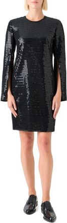 Akris Long Sleeve Sequin Sheath Dress in Black at Nordstrom, Size 10