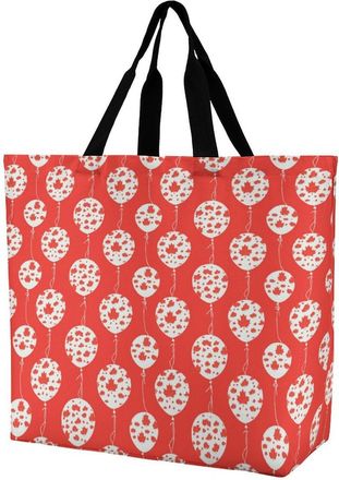 Generic Balloons with Maple Canada Flag Large Reusable Shopping Bag Lightweight Foldable Tote Bags Washable Shoulder Handbag
