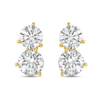Diana M. Jewels 14K YG Gold 2 Stone Earrings 3.00 Ct Tw