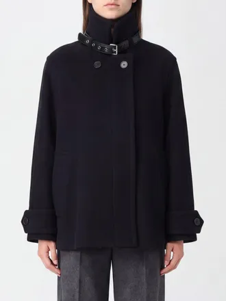 Lanvin Cappotto corto doppiopetto in lana vergine con collo a imbuto e spalle scese