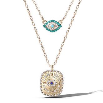 Jessica Simpson Gold-Tone Layered Evil Eye Pendant Necklace Set at Nordstrom